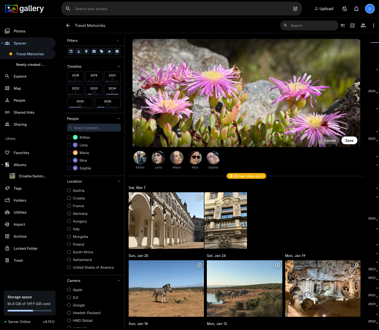 Noodle Gallery — Shared Space with photo timeline